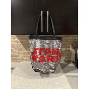 Disney Star Wars Tote Bag Sequin Silver/Red Doublesided